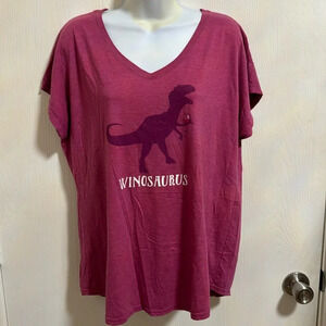 Fun Women's Pink Short Sleeve T-Shirt Winosaurus Soft Size 2X‎ Party Wine Night